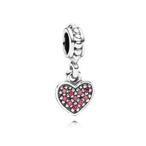 791023CZR AUTHENTIC PANDORA Red CZ Heart Dangle Charm / New Condition